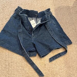 J. Crew Dark Blue Jean Shorts with Belt